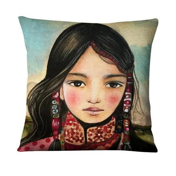 Home Daily Character Painted Linen Pillowcase - Bellarte Enchanté Home Daily Character Painted Linen Pillowcase
